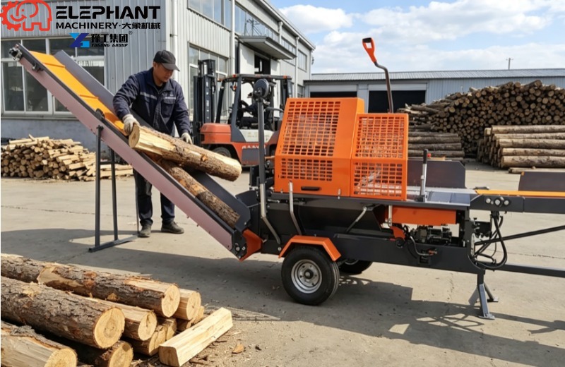 Heavy Equipment Processor - 45T薪割り機 PTO油圧式ログスプリッター ログリフター搭載で連続的な高負荷作業に対応