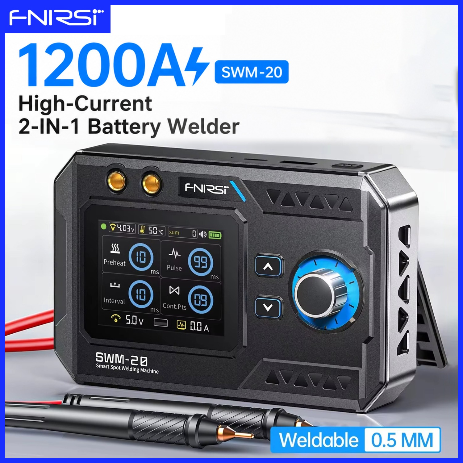 Portable Welding Generator - FNIRSI SWM-20 ダブルパルスバッテリー溶接機 ポータブルスポット溶接機 最大溶接電流1200A 0.5mm厚溶接