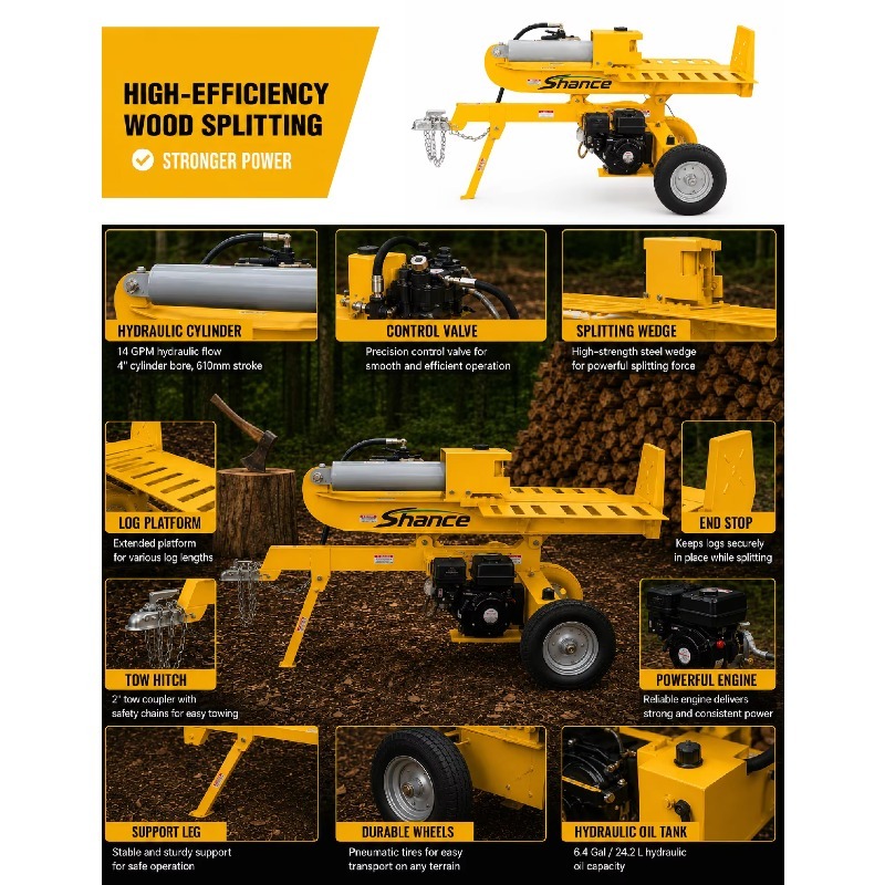 電動油圧式薪割り機 35トン ヘビーデューティー木材切断機  - Heavy Equipment Processor のレビューと価格